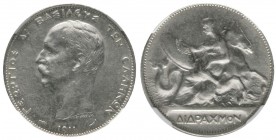 Greece, King George I (1863-1913), Silver 2 Drachmai, 1911, Paris, Divo 52, KM61, NGC AU58 Graded by NGC AU58