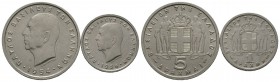 Greece, King Paul (1947-1964), 2 Drachmai and Drachmai, 1954, Both Hollow Cheek variety. Divo 117v and 119v. Some marks, Good Extremely Fine (2) We wi...