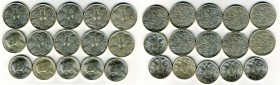 Greece, King Constantine II (1964-1973), Commemorative issues. Silver 30 Drachmai of 1963 (9), with the Five Kings of Greece and 1964 (6) with Constan...