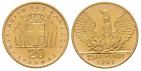 Greece, King Constantine II (1964-1973), 20 Drachmai, Commemorating the 1967 Revolution, Kremnica 1970, 6.45g, 21mm. KM 92 Uncirculated with very mino...