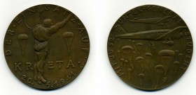 Germany, Kreta, World War II, The Aerial Invasion of Crete, commanded by General Kurt Student, large bronze medal, 1941, by Karl Goetz, 98mm. Keenest ...