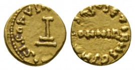 Arab-Byzantine, pre-reform coinage, temp. al-Walid, Gold Tremissis, c. 86-96H, 1.35g Very Fine and Rare Ex Emirates Coin Auction 2, March 2000, lot 19
