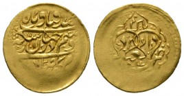 Zand, Karim Khan, Gold 1/4 Mohur, Yazd 1184h, 2.73g Typical flatness for this series, otherwise Extremely Fine