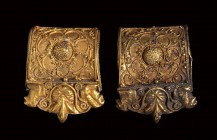 A pair of etruscan gold bauletto earrings.