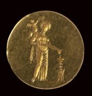 A very fine early Hellenistic gold ring with engraved bezel. Aphrodite and Eros.