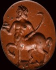 A fine roman red jasper intaglio. Centaur with attributes.