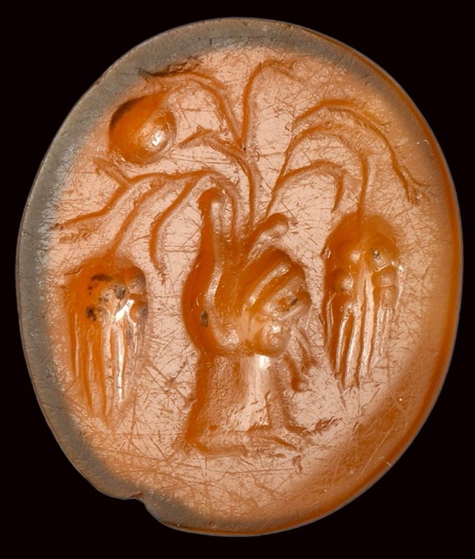 A roman republican sard intaglio. Allegorical emblem. 

1st century B.C.

12...