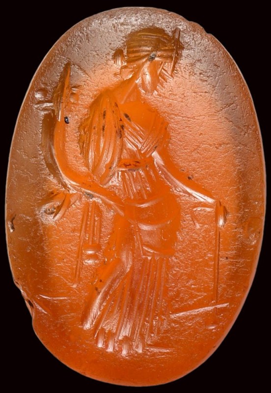 A roman carnelian intaglio. Fortuna-Tyche.

2nd - 3rd century A.D.

9 x 13 x...