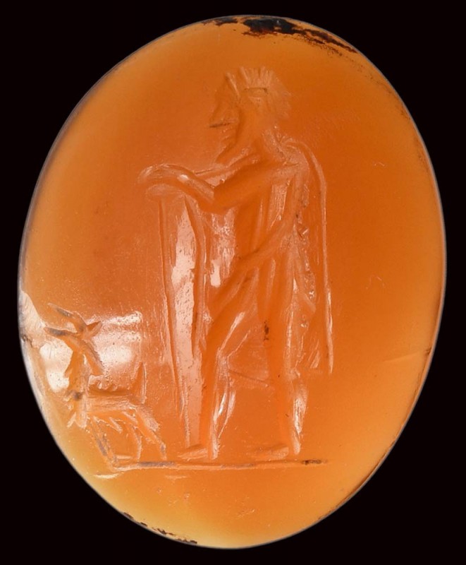 A roman carnelian. Shepherd with a goat.

2nd - 3rd century A.D.

12 x 15 x ...