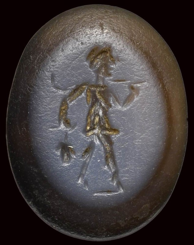 A roman nicolo intaglio. Faun. 

2nd - 3rd century A.D.

9 x 11 x 2,5 mm

...