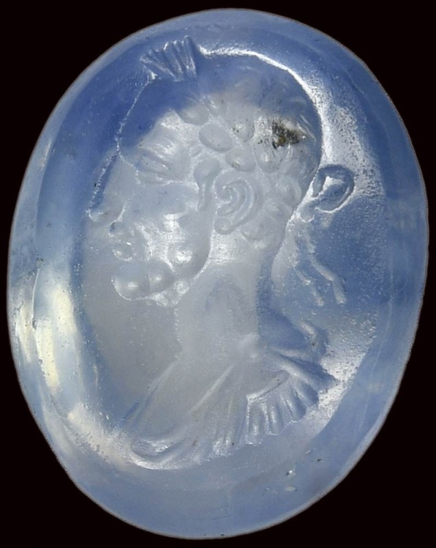 A roman sapphire intaglio. Bust of Julius Caesar. 

End of 1st century B.C.
...