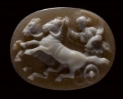 A large roman two-layers agate cameo. Eos on the chariot.