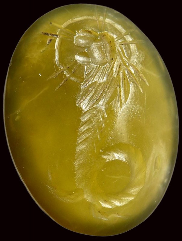 A roman chalcedony magical intaglio. Chnoubis.

2nd - 3rd century A.D.

11 x...