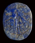 A large roman magical lapis lazuli intaglio. Anubis.