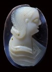 A late roman onyx cameo. Female bust.
