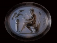 A postclassical agate-nicolo intaglio. Hades.