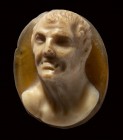A postclassical agate cameo. Bust of Seneca.