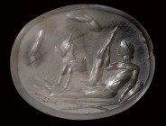A postclassical agate intaglio. Erotic scene.