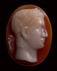 A postclassical agate cameo. Bust of a Julio-Claudian emperor.
