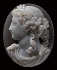 A neoclassical french two-layers agate cameo. Bust of Apollo.