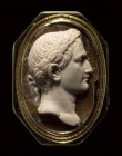 A fine neoclassical agate cameo set in modern gold ring. Bust of Napoleon Bonaparte as Emperor.