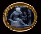 A neoclassical agate cameo mounted on a modern  gold ring. Diomede with the Palladium.
