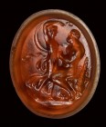 A neoclassical orange glass impression. Hercules and Jole.