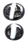 A lot of 2 neoclassical black and white glass impressions. Psyche with Eros - Diogenes.