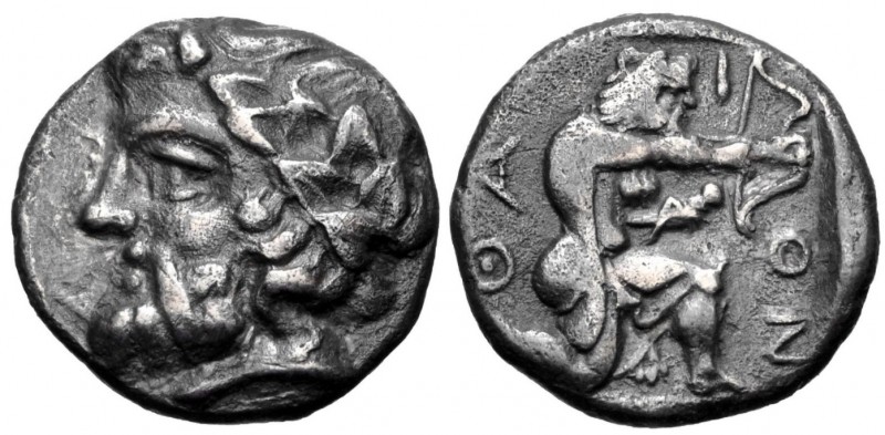 Islands off Thrace, Thasos, 390 - 335 BC
Silver Drachm, 16mm, 3.50 grams
Obver...