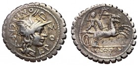 L. Pomponius Cn.f., 118 BC, Silver Denarius, Narbo Mint