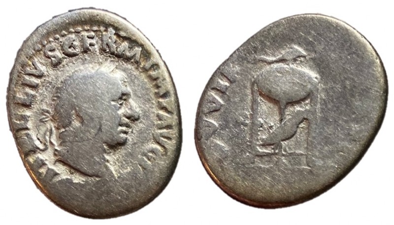 Vitellius, 69 AD
Silver Denarius, Rome Mint, 21mm, 2.83 grams
Obverse: A VITEL...