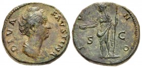 Diva Faustina Sr, 146 - 161 AD, Sestertius with Juno
