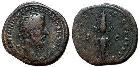 Marcus Aurelius, 161 - 180 AD, Dupondius with Thunderbolt
