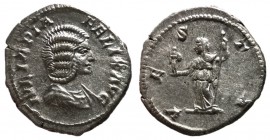 Julia Domna, 211 - 215 AD, Silver Denarius, Vesta, EF