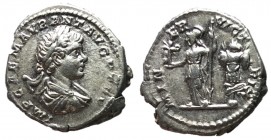 Caracalla, 222 - 235 AD, Silver Denarius, Minerva