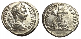 Caracalla, 198 - 217 AD, Silver Denarius, Trophy & Captives
