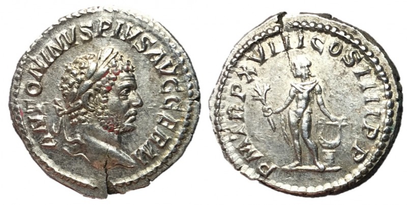 Caracalla, 198 - 217 AD
Silver Denarius, Rome Mint, 19mm, 3.16 grams
Obverse: ...