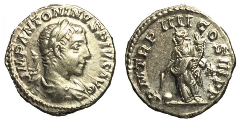Caracalla, 198 - 217 AD
Silver Denarius, Rome Mint, 18mm, 3.64 grams
Obverse: ...
