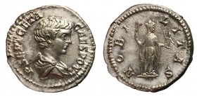 Geta, as Caesar, 202 - 209 AD, Silver Denarius, Nobilitas