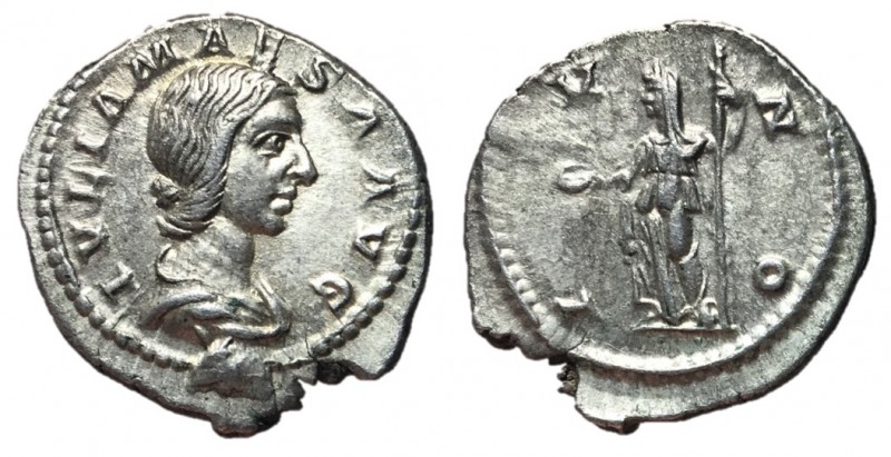 Julia Maesa, Issue by Elagabalus, 218 - 220 AD
Silver Denarius, Rome Mint, 20mm...