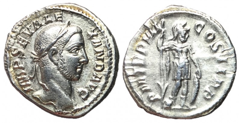 Severus Alexander, 222 - 235 AD
Silver Denarius, Rome Mint, 19mm, 3.25 grams
O...