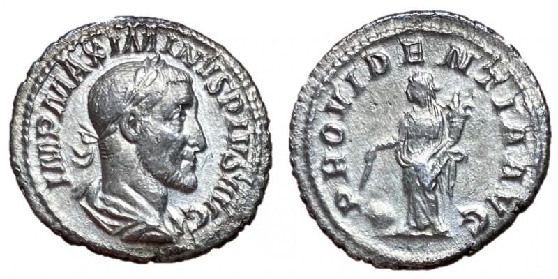 Maximinus I, 235 - 238 AD
Silver Denarius, Rome Mint, 21mm, 1.79 grams
Obverse...