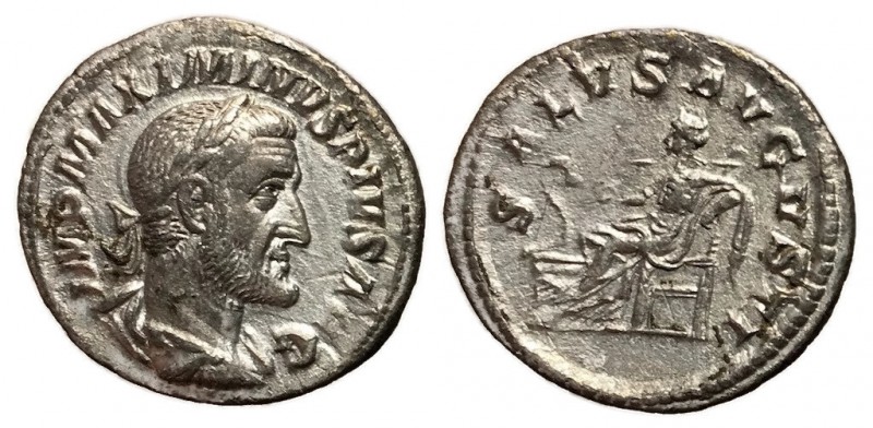 Maximinus, 235 - 238 AD
Silver Denarius, Rome Mint, 20mm, 2.31 grams
Obverse: ...