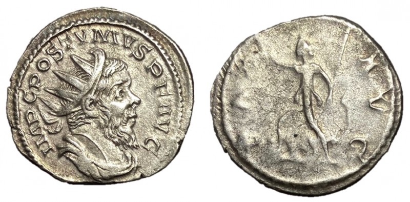 Postumus, 260 - 269 AD
Silver Antoninianus, Treveri Mint, 23mm, 3.39 grams
Obv...