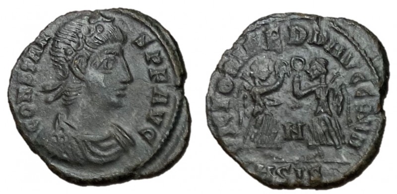 Constans, 337 - 350 AD
AE Follis, Siscia Mint, 17mm, 1.80 grams
Obverse: CONST...