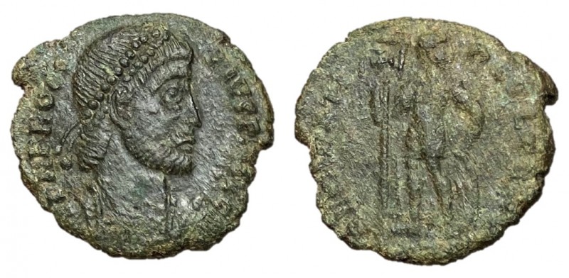 Procopius, 365 - 366 AD
AE Follis, Uncertain Mint, 18mm, 2.31 grams
Obverse: D...