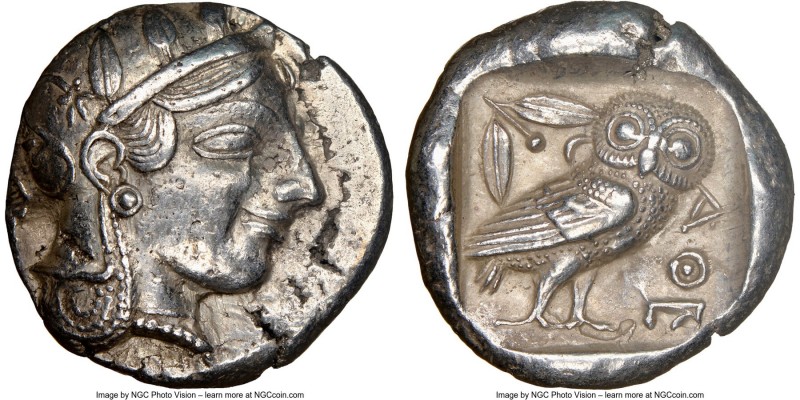 ATTICA. Athens. Ca. 465-455 BC. AR tetradrachm (25mm, 17.12 gm, 5h). NGC AU 4/5 ...