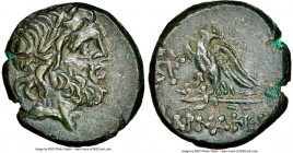 PONTUS. Pharnaceia. Mithradates VI Eupator (ca. 85-65 BC). AE (20mm, 7.63 gm, 1h). NGC XF. Laureate head of Zeus right / ΦAPNAKEIAΣ, eagle standing le...