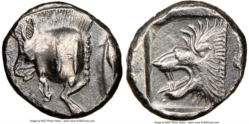 MYSIA. Cyzicus. Ca. 5th century BC. AR diobol(?) (10mm). NGC Choice XF. Forepart...