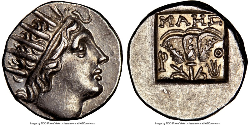 CARIAN ISLANDS. Rhodes. Ca. 88-84 BC. AR drachm (14mm, 11h). NGC Choice AU. Plin...